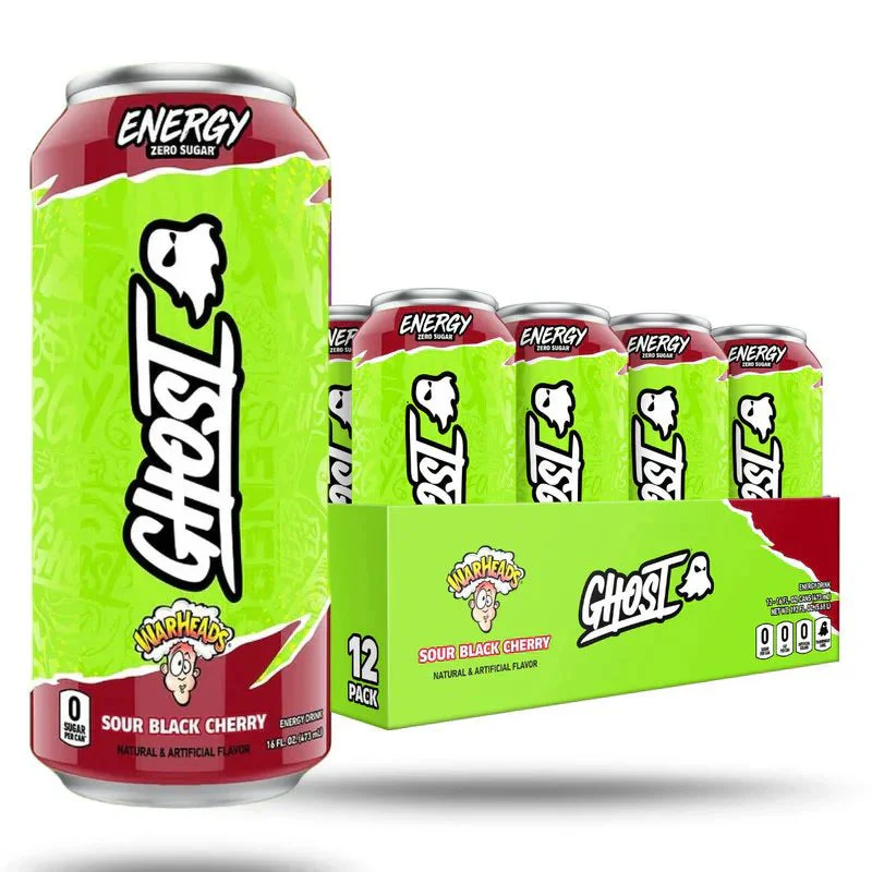 Ghost Energy Drink Warheads Sour Black Cherry (Case of 12 x 473ml Cans)