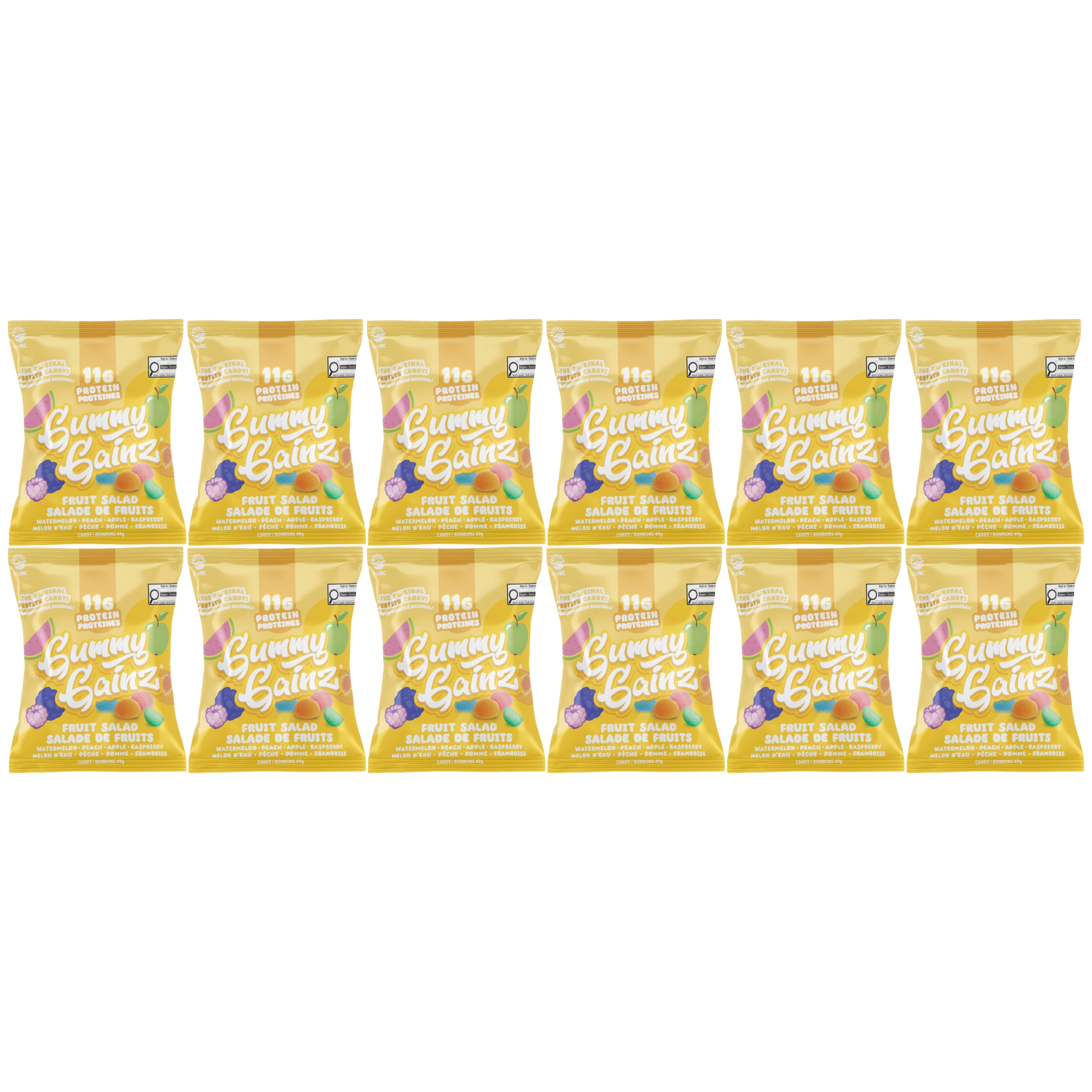 Gummy Gainz Protein Candy Fruit Salad (Box of 12 Bags)