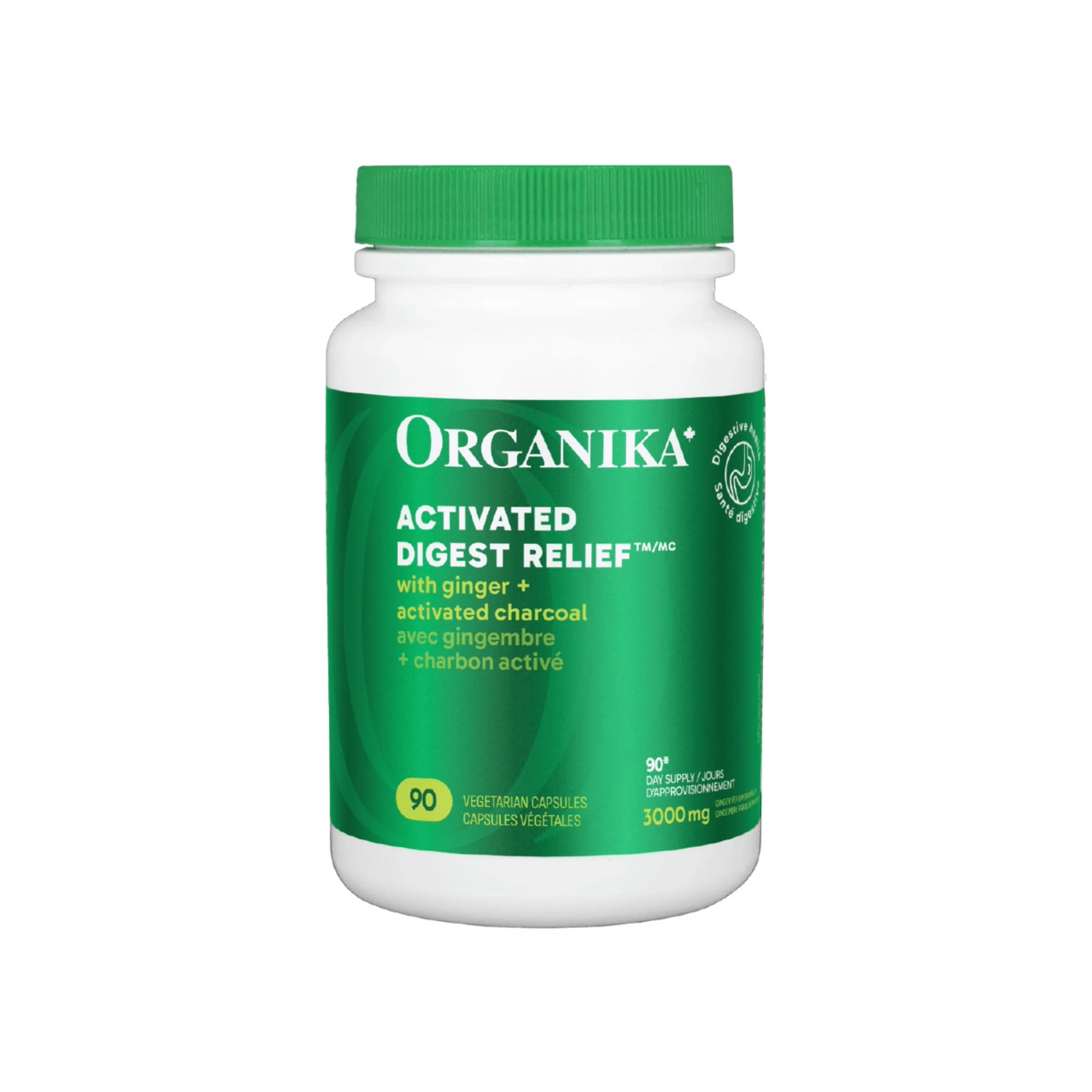 Organika Digest Relief 90 Vegetable Capsules Activated Charcoal with Ginger